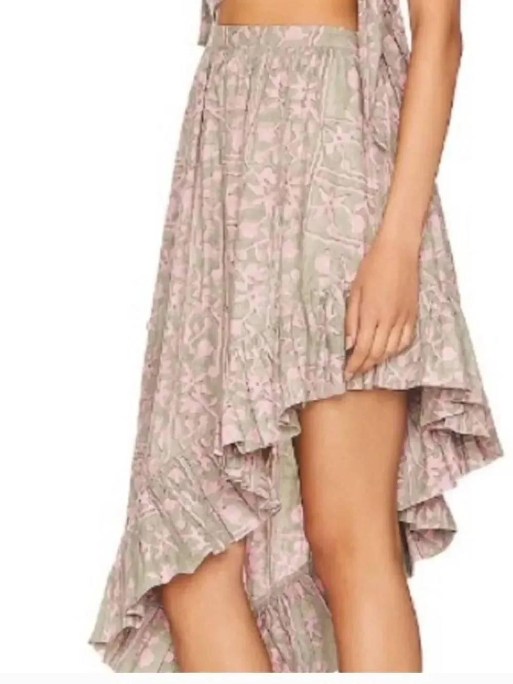 Cleobella Paola Ankle Skirt Border Print Hi Low XL